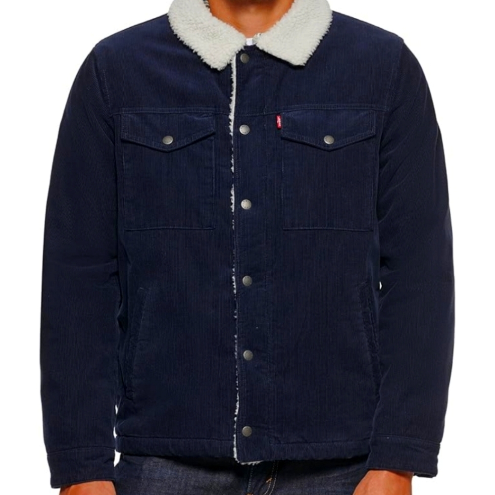 Levi's Dark Blue Corduroy Jacket with White Collar